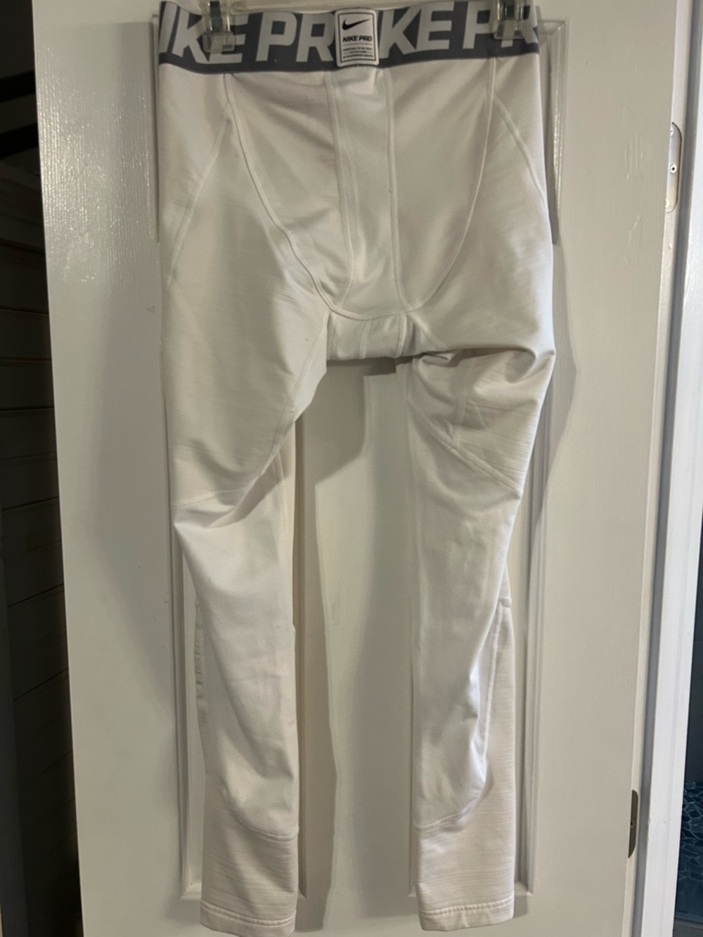 Nike White Compression Leggings with Black Swoosh - Picture 5 of 7